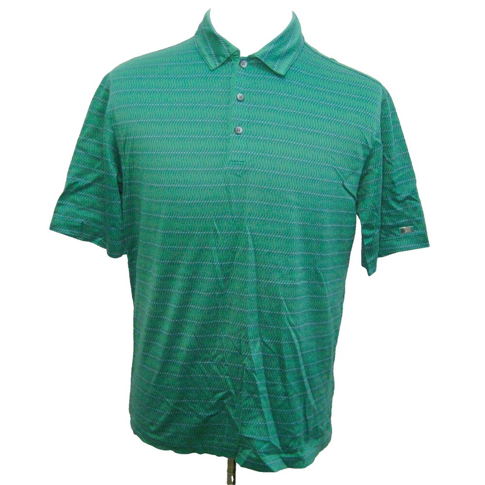 NIKE Tiger Woods Men's Size Medium Green Short Sleeve Golf Polo Shirt Geometric